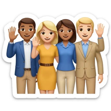 standing and saying goodbye a group of coworkers to right side sticker