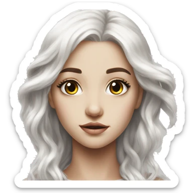 ethereal girl white hair hyper realistic  sticker