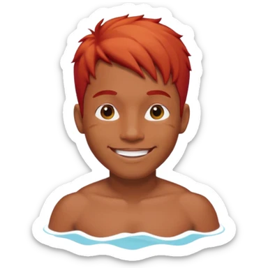 black man in bathing suits with red hair sticker