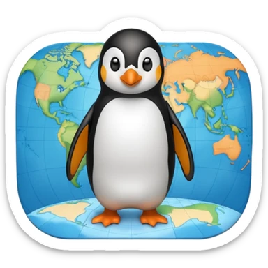 Pinguin auf Weltkarte sticker