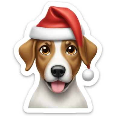 Dog wearing a Santa hat sticker