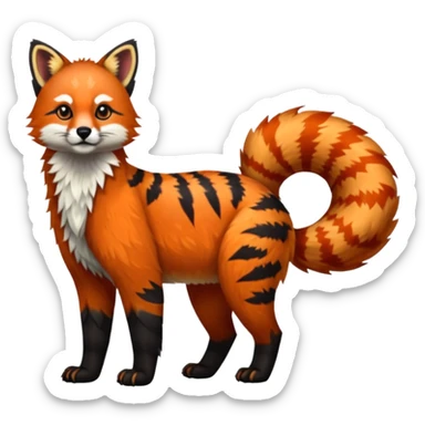 Black-eared Realistic patterned speckled flurry scaly 4-legged quadrupedal Red-Panda-Caracal-Maned-Wolf-Bobcat-Lynx-animal-fusion-hybrid, Full body sticker