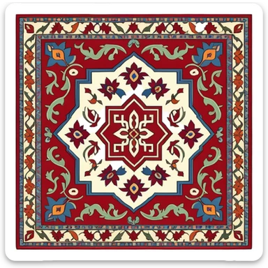 Traditional Dagestani carpet with intricate patterns sticker