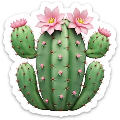 1 Pastel green cactus with little pastel pink flowers sticker