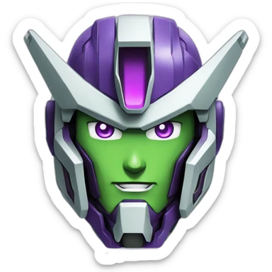 purple and green freedom gundam mecha face sticker