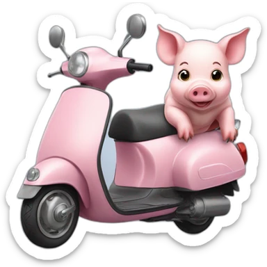 Piglet on a scooter sticker