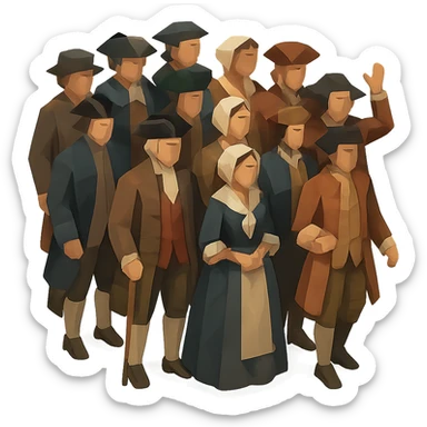isometric full-body illustration of an 18th century crowd sticker
