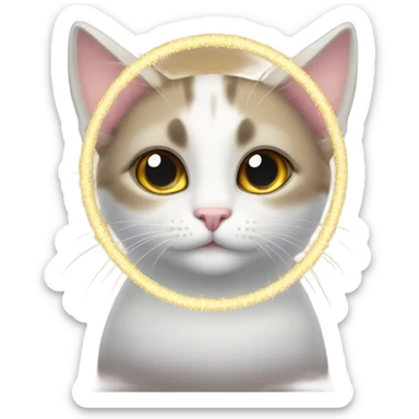 Cat with halo and sparkly eyes sticker