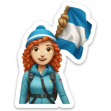 a red hair female on everest with greek flag sticker