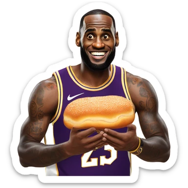 lebron James eating a honeybun sticker
