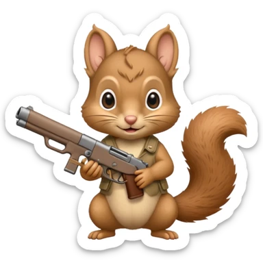 Baby Squirrel holding a gun sticker