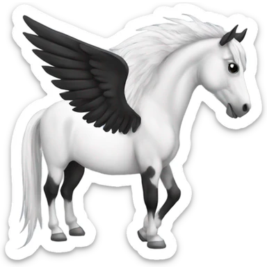 black and white horse with wings and  long tail sticker