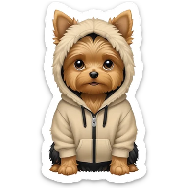 Yorkie ￼dog wearing hoodie sticker