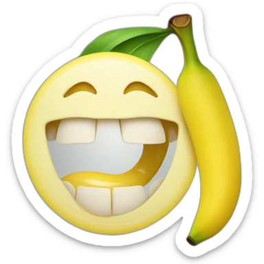 Smiley avec la hrand bouche ouverte qui mange une banane sticker