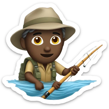 Fly fisherman fishing in the river emoji sticker