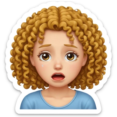 Crying girl with curly hair sticker