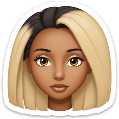 black girl with straight hair and Long Eyelashes sticker
