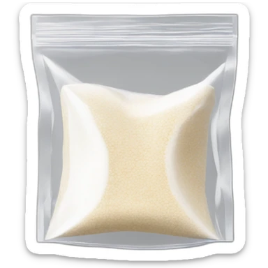 small square transparent ziplock bag with white powder inside sticker