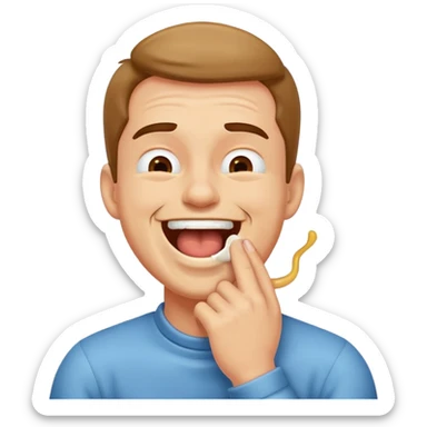 laughing man with hands squeezing throat sticker