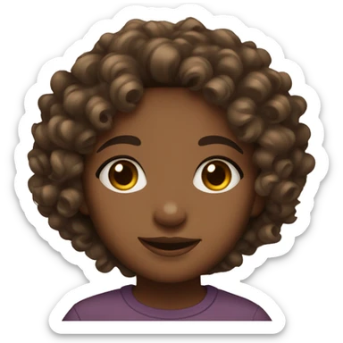 cute brown skin girl with curly hair brown eyes sticker