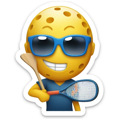 pickleball with sunglasses sticker