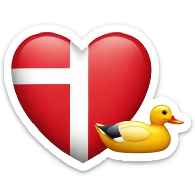 Denmark Flag with red Heart and duck sticker