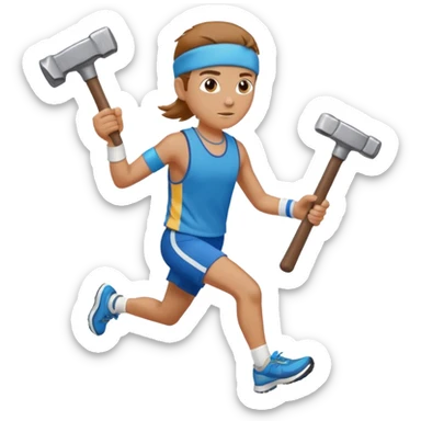An emoji representing the ironman challenge event long-distance marathon for an mmorpg player who crafts everything themselves the hard way, and does not buy or sell items in-game. sticker