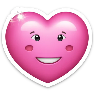 Sparkly pink heart with a smile  sticker