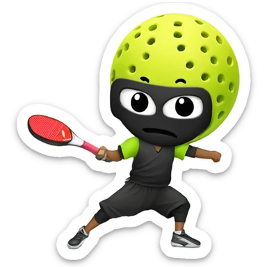 Ninja playing pickleball sticker