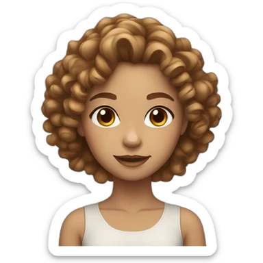 Young lady with light brown curly hair and dark eyes sticker