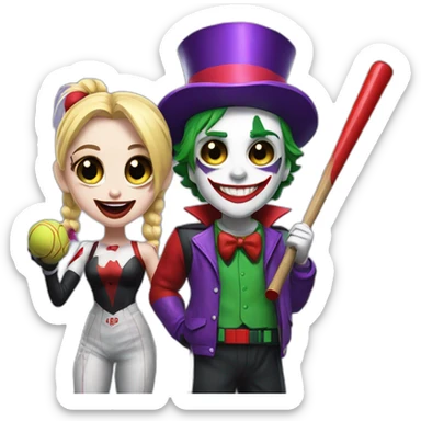 Joker and Harley Quinn with gum and baseball bat sticker