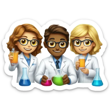 3 girls 1 boy drinking scientists sticker