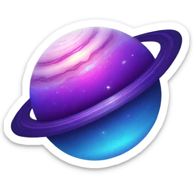 blue purple and pink glitter planet with sparkling saturn ring sticker
