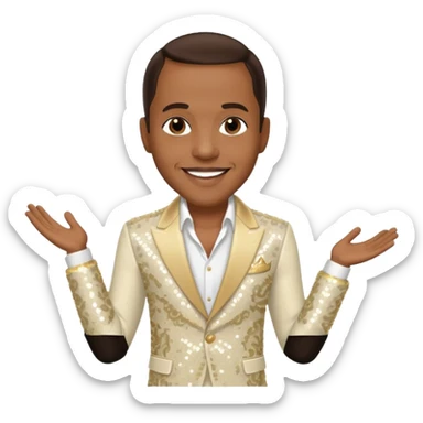 Freddie Jackson, R&B Singer with dark brown hair, ivory sequin outfit sticker