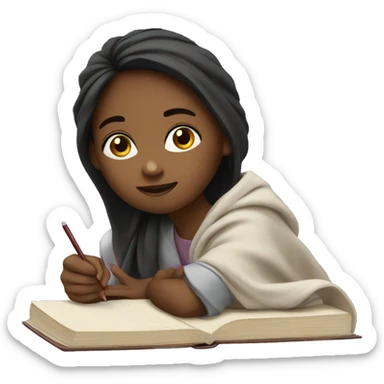 girl studying with blanket sticker