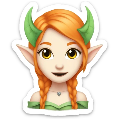Cute pale vampire teeth vampire princess elf ears green eyes orange hair sticker
