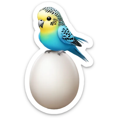 Budgie dancing on an egg sticker