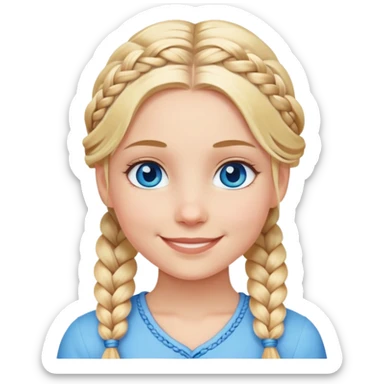 blonde girl blue eyes  with braided smile sticker