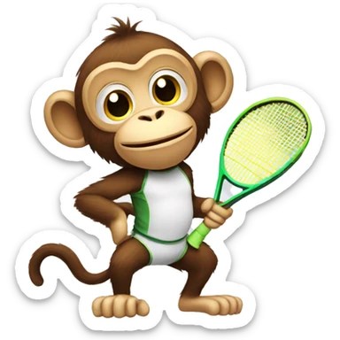 Monkey with tennis racket sticker