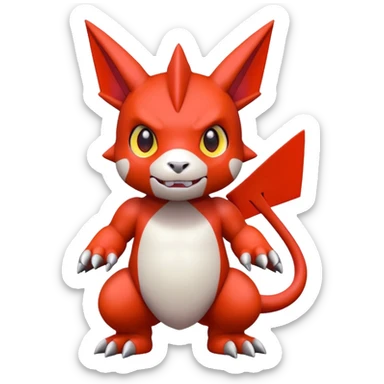Cute Baby Chibi Digimon-Guilmon-Tyrunt-hybrid (full body) sticker