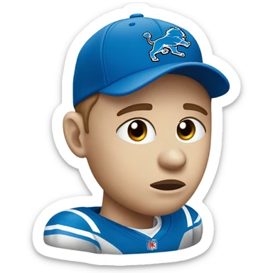 Sad detroit lions fan white with blue eyes sticker