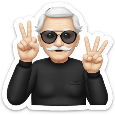 Some white old guy with a mask on and black shades with it also holding up the middle fingers sticker