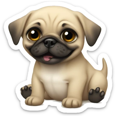 Baby pug with dinosaur custom sticker