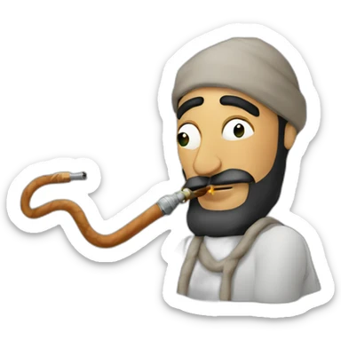 Middle Eastern man smoking hookah sticker