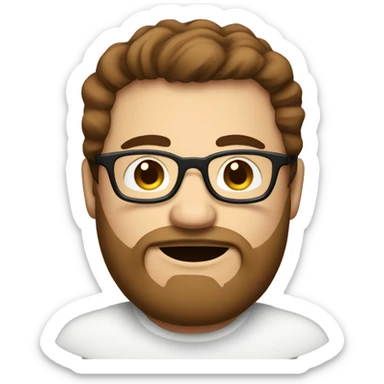 A fat man with brown hair and brown short beard and round glasses who drinks coffee  sticker