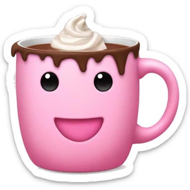 Cute pink mug with bow on the handle, hot chocolate sticker