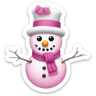 Pink snowman sticker