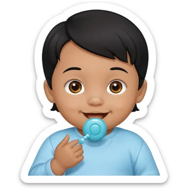 a black hair baby with pacifier sticker
