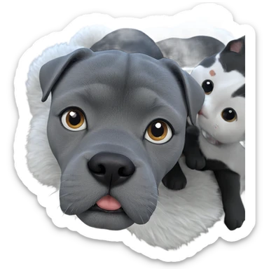 realistic cat and dog duo sticker