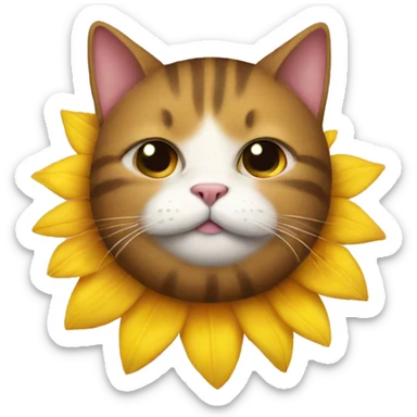 fat cat in a sunflower costume sticker